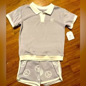 Little Co by Lauren Conrad NWT girls peace short set